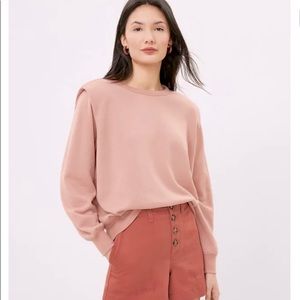 NWT LOFT Women's Padded Shoulder Sweatshirt - Subtle Pink (dark faded pink)